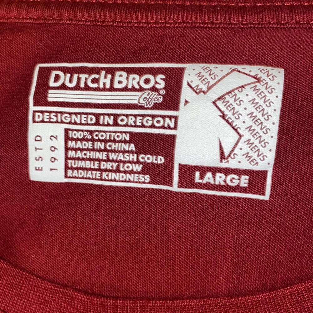 Dutch Bros Maroon T-Shirt “Get up early, stay up late, change the world” - Picture 5 of 5